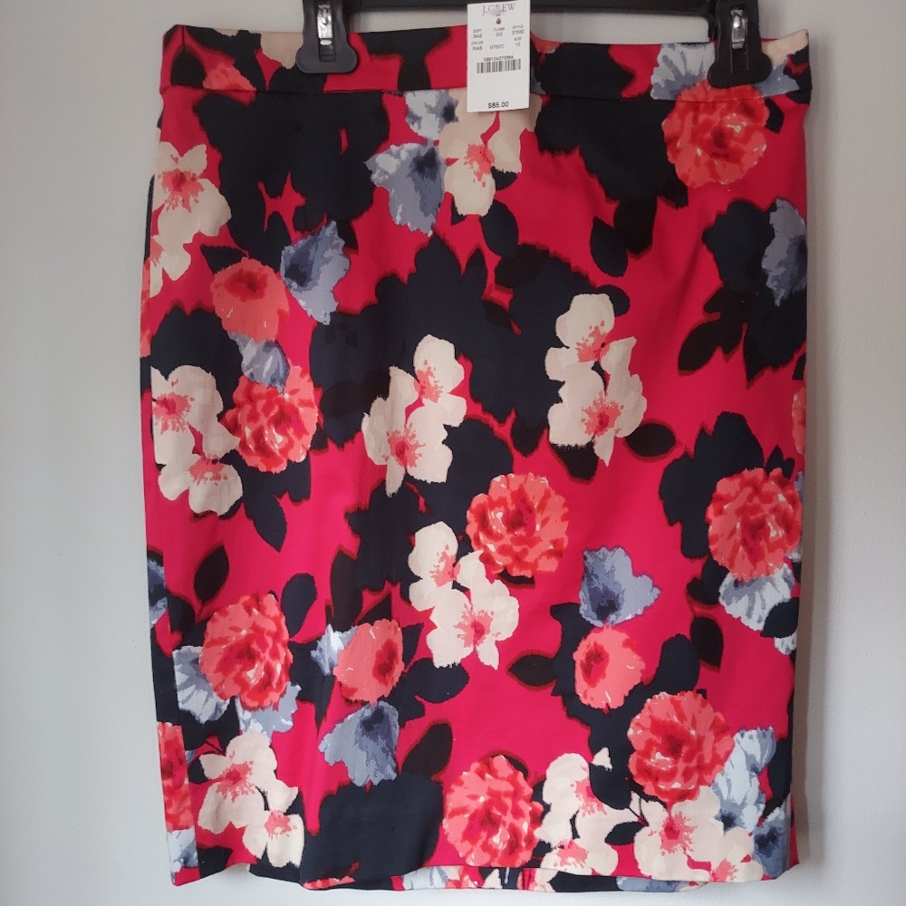 J.Crew Pink Floral Pencil Skirt Size 10 NWT